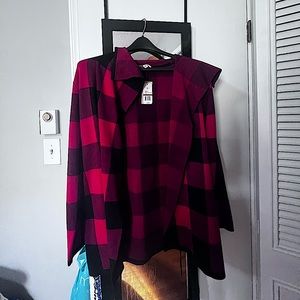 Philosophy Checkered Cardigan with Belt Tie